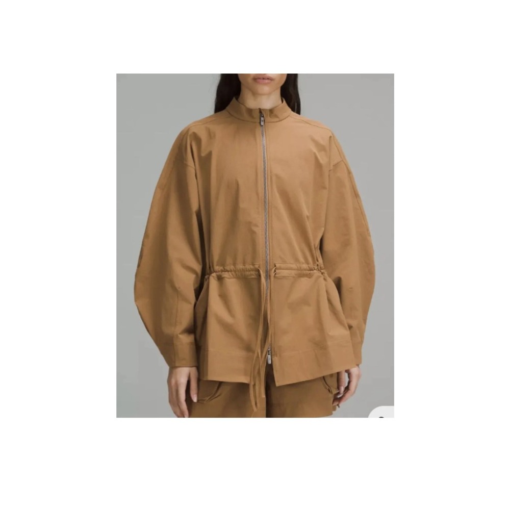 Lululemon Cinch Waist Shirt Jacket Womens Medium Gold Brown Rain Repellent W4CA5